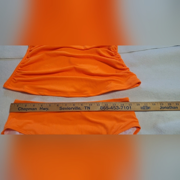 Eomenie Bright Orange Ribbed Tankini With Tummy Control. NWT Sz L - Picture 5 of 9